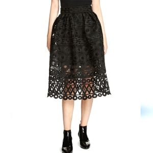 Nwt Maje Jaspe Black Embroidered Lace Geometric Design Luxury Midi Skirt
